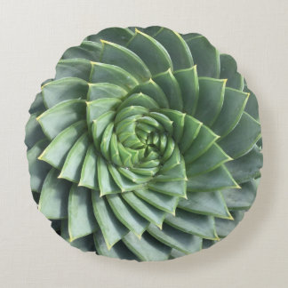 Spiral Aloe Polyphylla Succulent Round Pillow