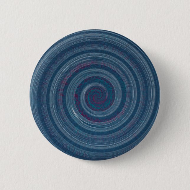spiral blue - hypnotic pinback button (Front)