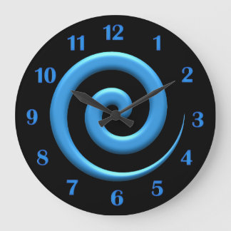 Spiral Blue with Blue Numbers Wall Clock