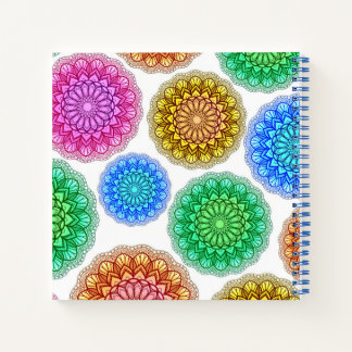 Spiral Bound Notebook Colorful Mandala Print