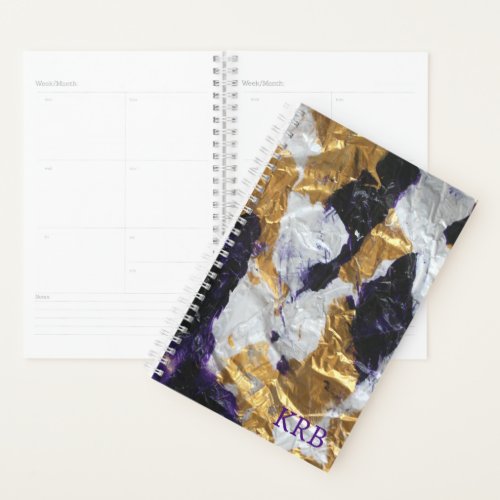 Spiral Calendar with purple hand painted abstract  Planner