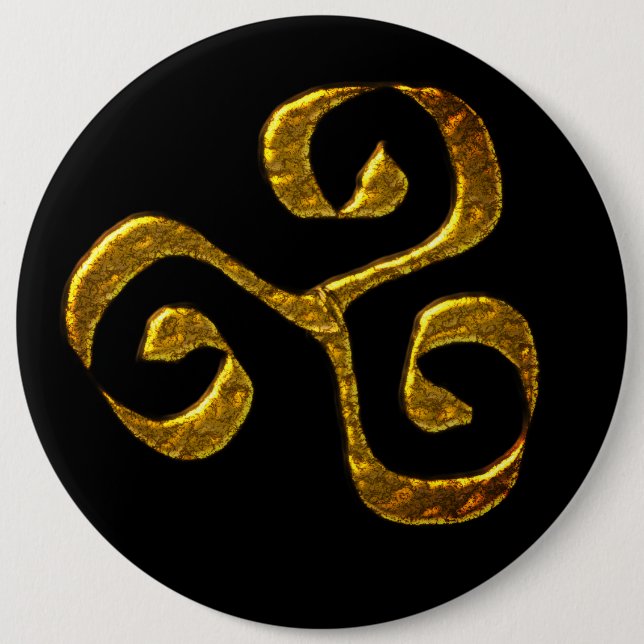 Spiral Celtic symbol gold metallic Button (Front)
