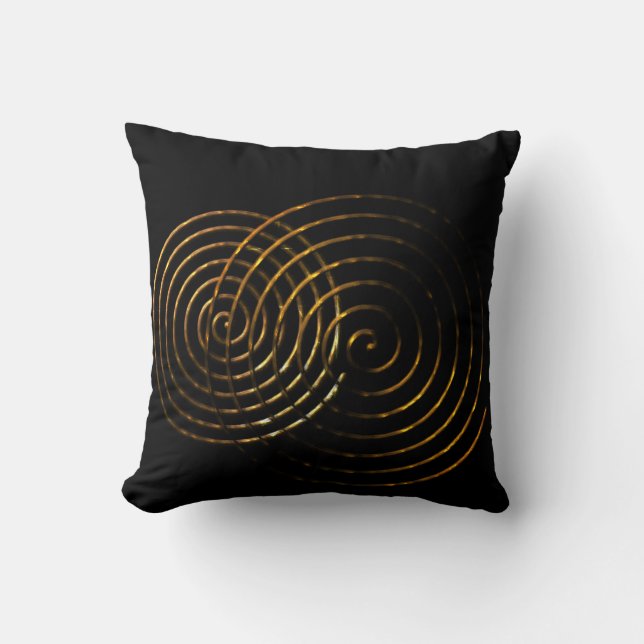 Spiral Celtic symbol gold metallic Throw Pillow (Front)