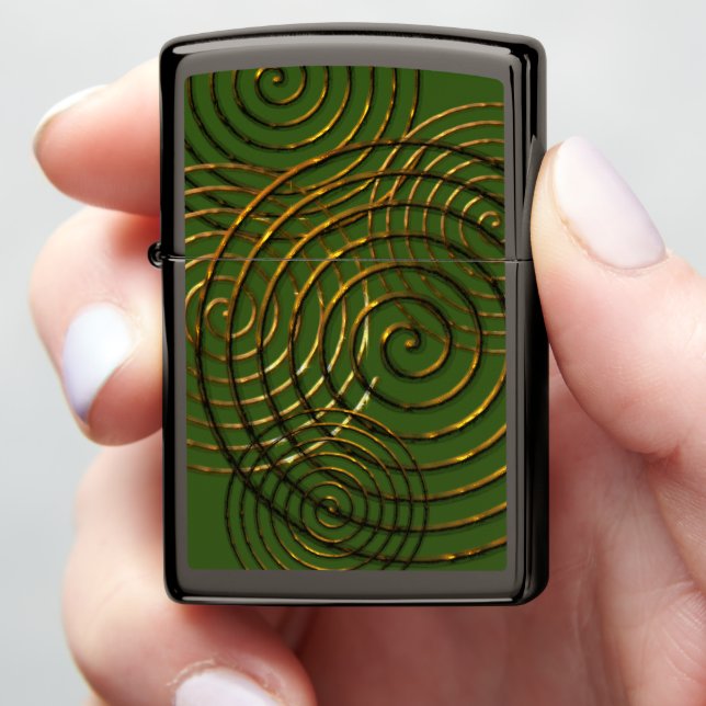 Spiral Celtic symbol gold metallic  Zippo Lighter (In Hand)