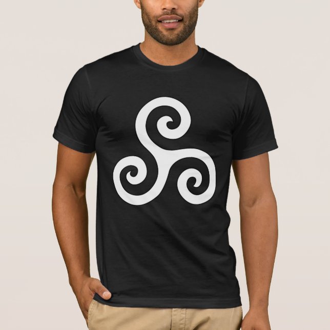 Spiral Celtic Triskelion in White T-Shirt (Front)