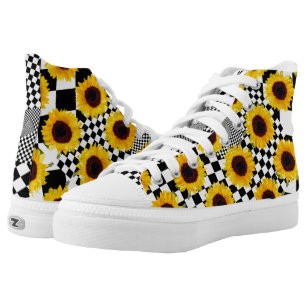 Sunflower Flower Black Classic Canvas Shoes Skate Sneakers Womens Fashion Print Cool Durable 