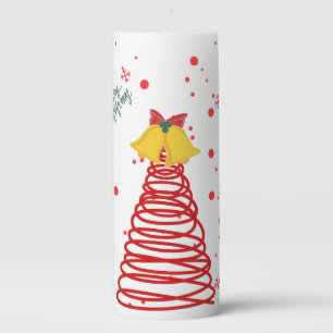 Spiral Christmas Tree and Bells Design Pillar Candle