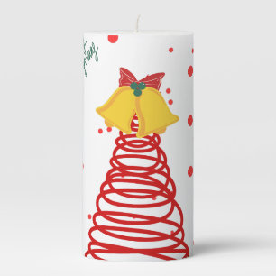 Spiral Christmas Tree and Bells Design Pillar Candle