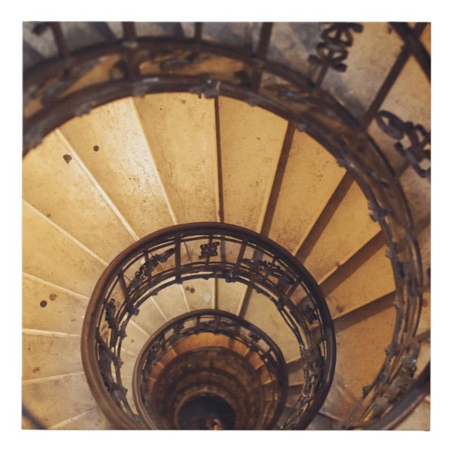 Spiral circle stairs staircase old buildingstairs, faux canvas print (Front)