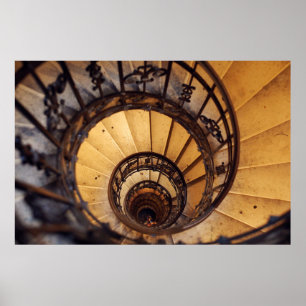 Spiral circle stairs staircase old buildingstairs, poster