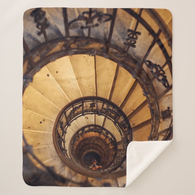 Spiral circle stairs staircase old buildingstairs, sherpa blanket (Front)