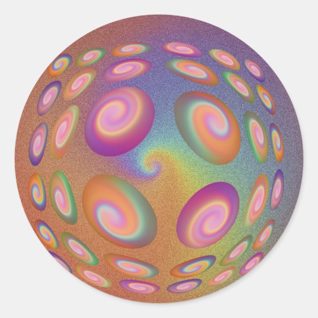 Spiral color ball classic round sticker (Front)
