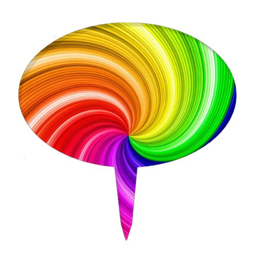 Spiral Colorful Tie Dye Rainbow Swirl Art Pattern Cake Topper