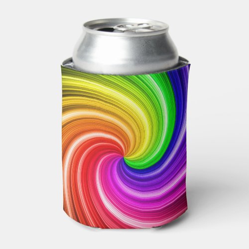 Spiral Colorful Tie Dye Rainbow Swirl Art Pattern Can Cooler