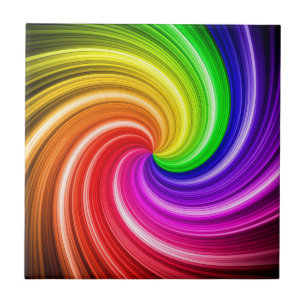 Spiral Colorful Tie Dye Rainbow Swirl Art Pattern Ceramic Tile