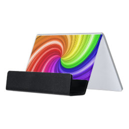 Spiral Colorful Tie Dye Rainbow Swirl Art Pattern Desk Business Card Holder