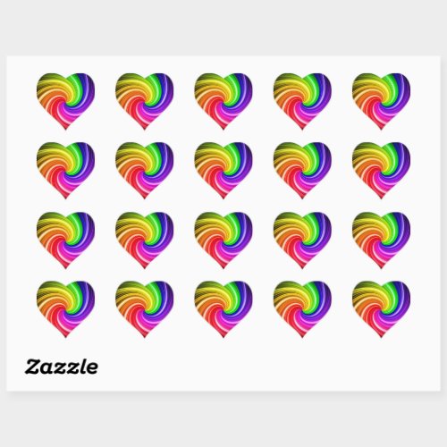 Spiral Colorful Tie Dye Rainbow Swirl Art Pattern Heart Sticker