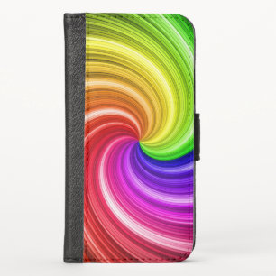 Spiral Colorful Tie Dye Rainbow Swirl Art Pattern iPhone X Wallet Case