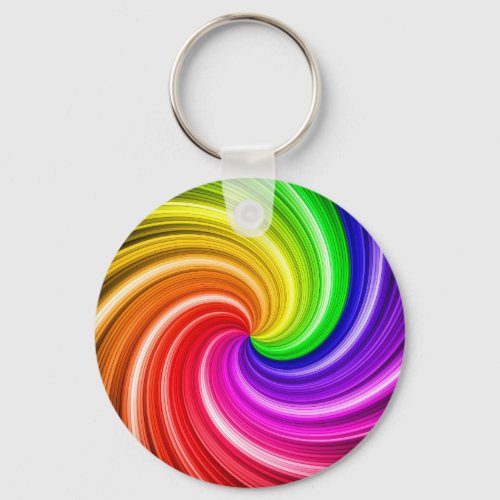Spiral Colorful Tie Dye Rainbow Swirl Art Pattern Keychain