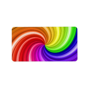 Spiral Colorful Tie Dye Rainbow Swirl Art Pattern Label