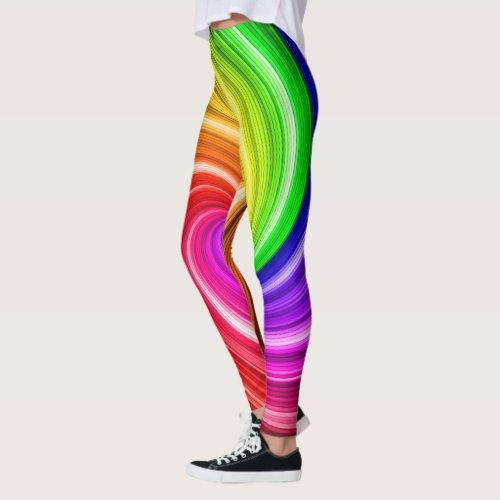 Spiral Colorful Tie Dye Rainbow Swirl Art Pattern Leggings