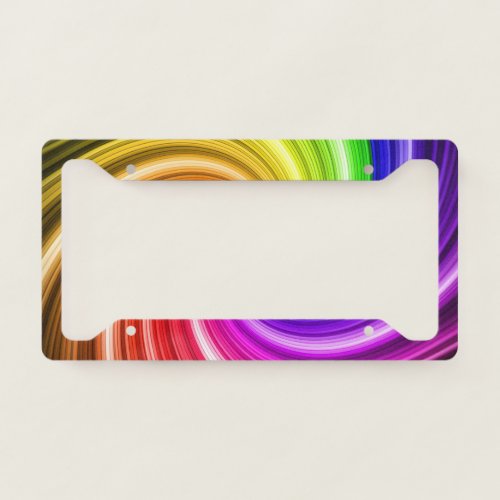 Spiral Colorful Tie Dye Rainbow Swirl Art Pattern License Plate Frame