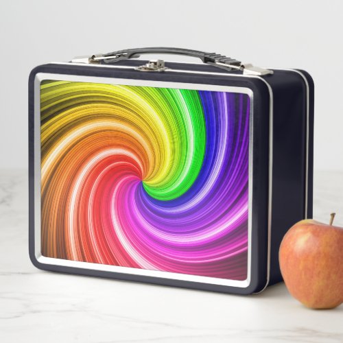 Spiral Colorful Tie Dye Rainbow Swirl Art Pattern Metal Lunch Box