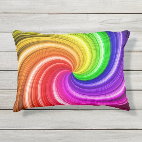 Spiral Colorful Tie Dye Rainbow Swirl Art Pattern Outdoor Pillow