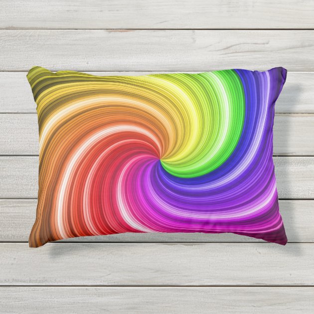 Spiral Colorful Tie Dye Rainbow Swirl Art Pattern Outdoor Pillow