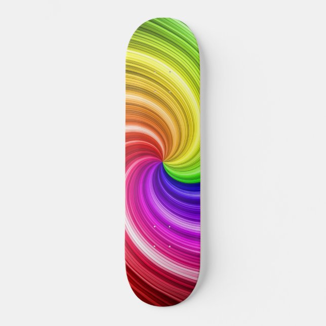Spiral Colorful Tie Dye Rainbow Swirl Art Pattern Skateboard (Front)