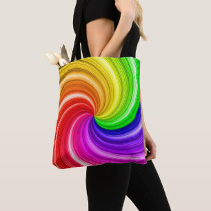 Spiral Colorful Tie Dye Rainbow Swirl Art Pattern Tote Bag
