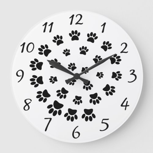 Spiral Dog Paw Print Decorative Large Clock