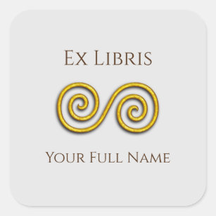 Spiral Ex Libris Bookplate, Customizable Square Sticker