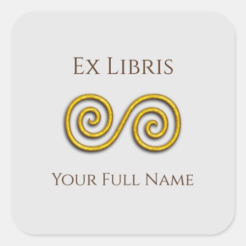 Spiral Ex Libris Bookplate Customizable Square Sticker