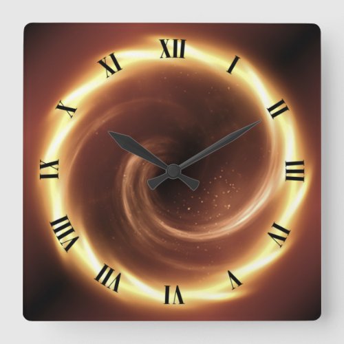 Spiral Fire Vortex  Time Portal Time Machine   Square Wall Clock