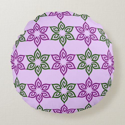 Spiral Floral Two Tones Round Pillow