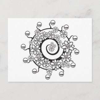 spiral flower tattoo design postcard