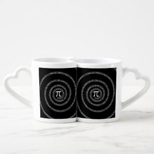 Spiral for Pi Digits on Black Coffee Mug Set