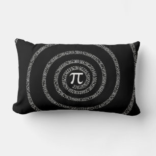 Spiral for Pi Digits on Black Lumbar Pillow
