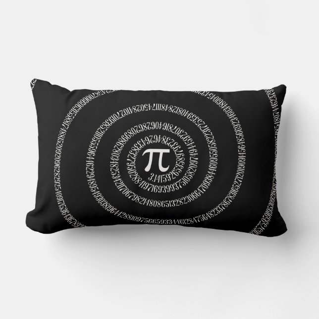 Spiral for Pi Digits on Black Lumbar Pillow (Front)