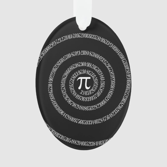 Spiral for Pi Digits on Black Ornament (Front)