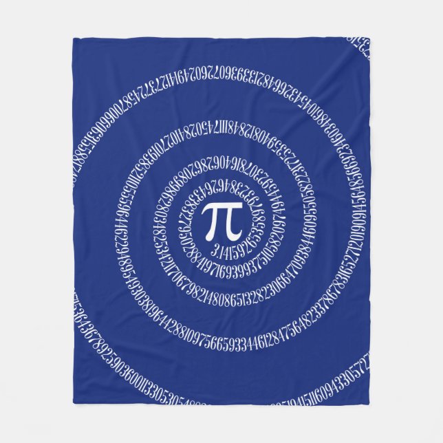 Spiral for Pi Numbers on Navy Blue Decor Fleece Blanket (Front)