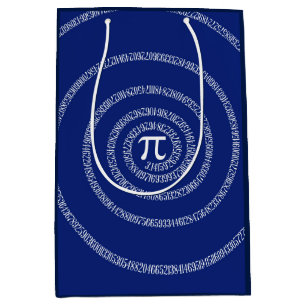 Spiral for Pi Numbers on Navy Blue Decor Medium Gift Bag
