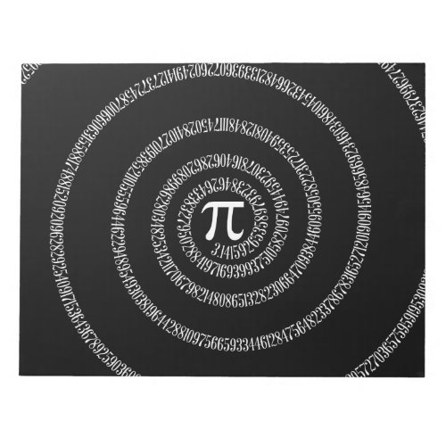 Spiral for Pi on Black Decor Notepad