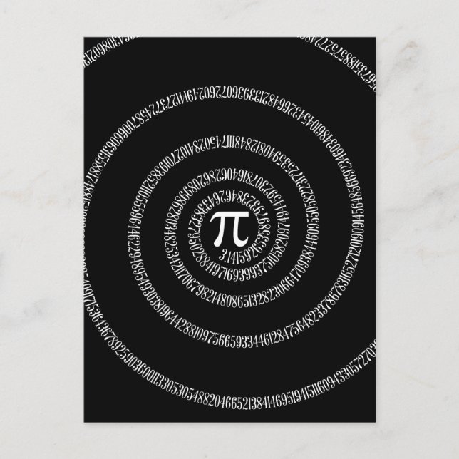 Spiral for Pi on Black Decor Postcard (Front)