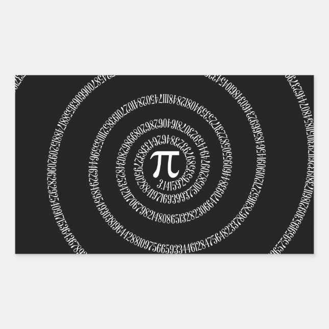 Spiral for Pi on Black Decor Rectangular Sticker (Front)