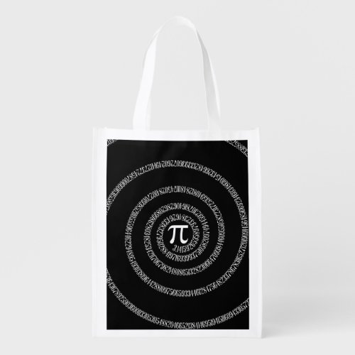Spiral for Pi on Black Decor Reusable Grocery Bag
