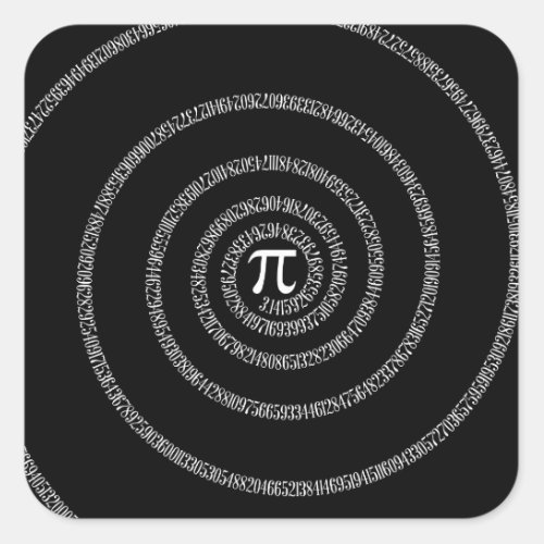 Spiral for Pi on Black Decor Square Sticker