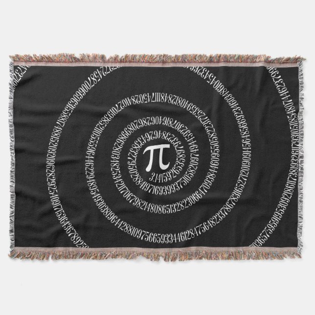 Spiral for Pi on Black Decor Throw Blanket (Front)
