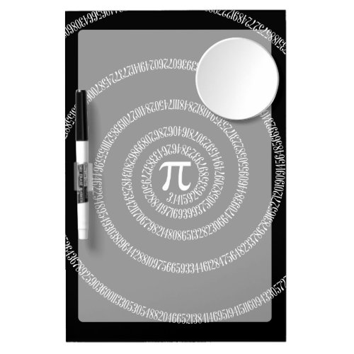 Spiral for Pi on Black Style Dry Erase Board With Mirror